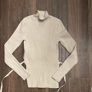 Babaton Ivory Ribbed Knit Top
